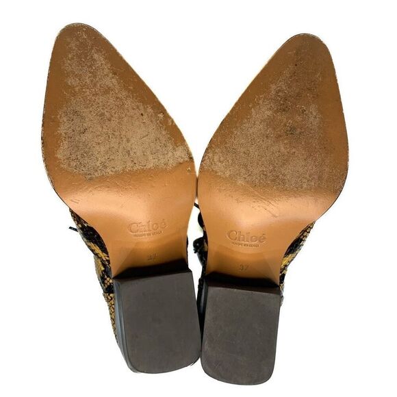 Chloe Python Embossed Leather Rylee Ankle Boots EU 37 US 7 Lace up Cutout Bootie - Picture 8 of 9